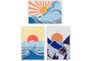 FINGERINSPIRE 3 Pcs Sun Sea Wave Mountain Stencil, 29.7X21cm A4 Size Moon And Starry Sky Stencil Réutilisable Grand Pochoir Vinyle pour Peinture sur Bois Tissu Mur Meubles