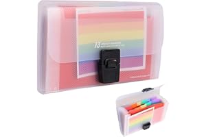 Dacatoow 1Pcs Flashcard Organiser,Portable Rainbow Flash Card Holder,Lightweight and Sturdy Revision Card_Holder,Plastic Expandable Storage Wallet Box, for Store Receipts, Cards