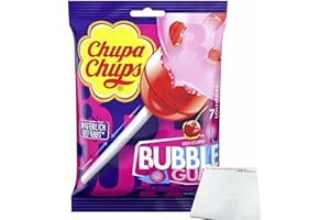 usy Lot de 7 sucettes Chupa Chups au goût Bubble Gum (7 paquets de 18 g) + bloc usy