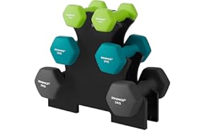 SONGMICS Weight Lifting Dumbbell Kit with Storage Stand, for Fitness, Vinyl Coated