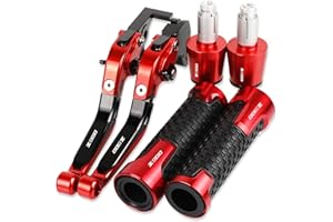 YXSM Moto Frein Embrayage Leviers Guidon Poignées Réglable Pliant Extensible CNC Accessoires avec Logo pour Kawasaki Z900 2017 2018 2019 2020 2021 (Couleur : Rouge)