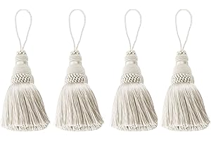 Fenghuangwu Colorful Tassel Key Tassel DIY Accessories for Curtain and Home Decoration 4 Packs (Beige)