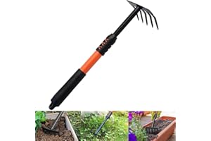 PlushPlumage Hand Garden Rake,Rake for Gardening,Soil Rake,Heavy Duty Carbon Steel Mini Hand Gardening Tools