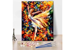 TISHIRON Abstrakte Leinwand Malen nach Zahlen Kits für Erwachsene - Tanzen Ballett-Tänzerin - Moderne Malerei für Erwachsene Kinder Wanddekoration mit Pinseln Acryl Pigment für Wohnzimmer Schlafzimmer16 "x20"