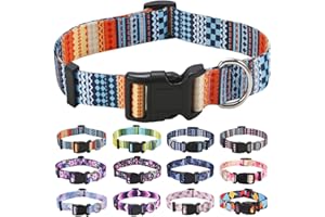 Mihqy Hundehalsband, Verstellbares, Weich & Komfort Hunde Halsband, Böhmisches, Blumen, geometrisches, Stammes Design, für Kleine, Mittlere und Große Hunde(Böhmische Orange,S)