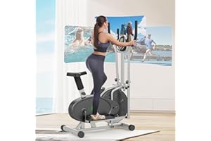 ‎COWMEW Cowmew Ellittica Crosstrainer Und Heimtrainer 2 in 1 für Zuhause, Fitnessgeräte Stepper Mit Sitz + LCD-Monitor + Einstellbarem Widerstand + Rutschfestem Pedal, Cardio Hometrainer