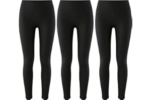 Libella Lot de 1/2/3 leggings thermiques pour garçons Leggings d'hiver pour enfants Coton épais doublé polaire Pantalon enfant Taille : 110-164