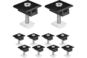 VEGENA Fixation Panneau Solaire: 10 Pièces Support Panneau Solaire en Aluminium 30 mm, Support Montage Panneau Solaire en T pour Camping Car Panneau Photovoltaïque Toit Plat, Avec Ecrous et Boulon