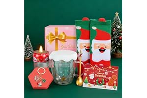TOSZOLY Regalo Navidad Mujer, Regalos Originales para Mujer mit Tazas Navideñas de Doble Pared, Calcetines, Llaveros, Secret Santa Gifts, Regalos Navidad para Madre, Niña, Novia, Amiga