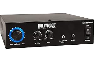 HOLLYWOOD the Starsound - HiFi-Verstärker Mini 100 | 230V oder 12V | HiFi Endstufe 100W Musikleistung | AUX IN 3,5mm | Stereo Cinch-Eingang für Anlage Party Musik