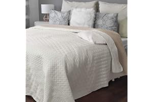 HOMELEVEL Bedspread Bed & Sofa Cover Bedspread Sofa Day Blankets Bed Cover XXL Blanket Throw (240cm x 260cm, Ecru/Beige patterned)