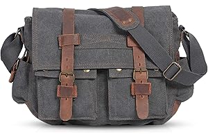 VARLIVOO Uomo Borse a Spalla Borsa a Tracolla da Uomo Messenger Borse14" Laptop Borse Ventiquattr'ore Scuola Viaggio Lavoro Università Tela Grigio