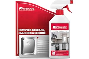Nordicare Stainless Steel Cleaner and Polish Spray - Steel Cleanser for Fridges Stove Oven Sink - Removes Fingerprints, Water Marks, Residue And Grease From Appliances - Made in Denmark (500ml)