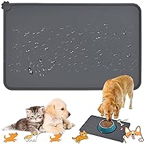 Tappetino Sottociotola Per Cani E Gatti - Impermeabile, In Silicone, 48x30cm | Con Bordi Rialzati, Grigio - Foto 2