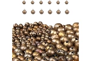 Bustlwor 200 Piezas Cascabeles de Bronce Vintage, Mini Campana Decorativa, Campanas Artesanales, Manualidades, Joyería, Adornos Navideños, Cascabeles para Mascotas(6 mm, 12 mm)