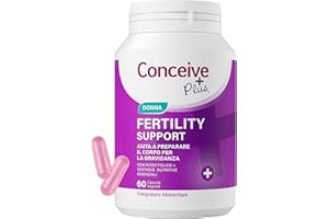 Conceive Plus Supplementi di Fertilità per le Donne, Favoriscono l'Equilibrio Ormonale, Calcio, Vitamina D, Acido Folico, Mio-Inositolo - Vitamine Prenatali per le Donne - 30 Giorni, 60 Capsule