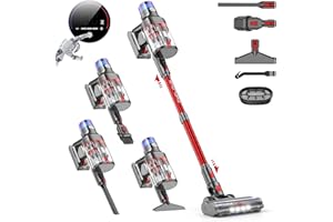 VSTOKY Aspiradora sin Cable V15 Pro MAX, 600W 58Kpa 75 Mins Escoba Aspirador Vertical Potente, Separación de Polvo de 1.8L Doble Taza Mejorada para Suelos, Alfombras y Pelo de Mascotas