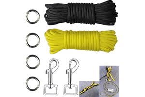 aufodara 8 sztuk plecionych smycz dla psa, zestaw "zrób to sam", 2 karabińczyki, 4 metalowe pierścienie – 2 linki nylonowe, 7 rdzeni (dla małych psów do 16 kg, czarno-żółte)