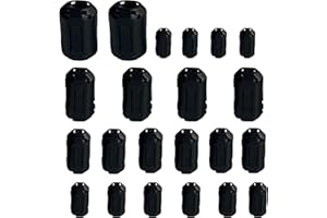 BETLIGHT 22PCS Clip-on Ferrite Ring Core Set-5 Sizes 3.5-13mm, EMI RFI Noise Suppressor for Cables, Black