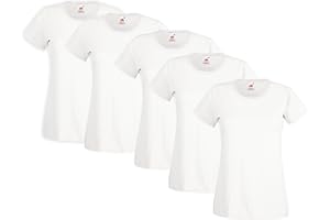 Fruit of the Loom Valueweight T-Shirt, Bianco (Bianco), Medium (Taglia Produttore:M) (Pacco da 5) Donna