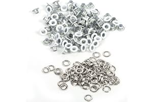 GLOGLOW 100 Unids Colores Mezclados 4mm Forma Redonda Ojales, Tarjeta Scrapbooking Fabricación de Zapatos de Arte de Cuero Ropa DIY Ojetes de Metal(Blanco)