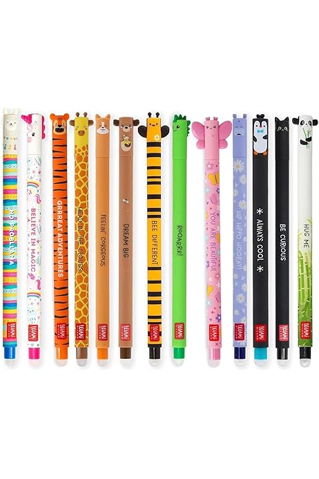 Kawaii Federmäppchen Set - 4 Radierbare Gelstifte + 20 Minen + Radiergummis