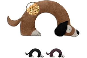 LESCHI Wheat Bag Microwavable, 100% Organic Cotton and Organic Wheat - Dog Brown - Microwave Pillow, Unscented - Snug Grain Pillow Ideal for Tension in Back, Neck, Shoulders - Dachshund, Sausage Dog