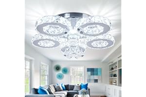 ‎FRIXCHUR FRIXCHUR Kristall Kronleuchter LED Deckenleuchte 5-Ringe Moderne Kronleuchter Leuchte für Wohnzimmer Schlafzimmer Küche (Kühl Weiß)