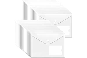 GOODTOU A5 Plastic Wallets Clear (30Pack)- Plastic Folders Popper Wallet Document Folder with Pocket