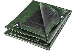 WERKA PRO WerkaPro 10668 - Bâche industrielle - Ultra Lourde - 4x5 m - 240g/m2 - Réversible - Noire et Verte