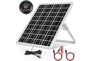 【25W Halterung Solarpanel 18V Kit】DERUXI 25 W Solar Panel: Solar Autobatterie Ladegerät 25W, Eingebautem PWM Laderegler+Verstellbare Halterung+SAE-Kabel, Solarmodul für 12V GEL, AGM, LiFePO₄-Batterien