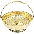 Spillbox Traditional Handcrafted Lakshmi Brass Flower Basket for Pooja/Worship (Gold Leaf)