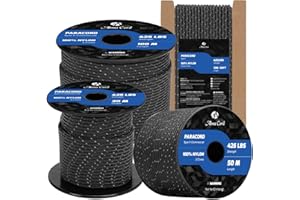 Abma Cord Paracord 3mm 30m Cuerda Paracord 100% Nylon Resistente Tipo II 3 Hebras Cuerda de Paracaídas para Exteriores - MAX. 192 kg - Reflectante Negro