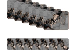 Naivasha Homeware Placemats and Coasters Set of 6 - Heat Resistant, Waterproof, Non-Slip Cork Table Mats in Matte Finish, Elegant Placemats & Coasters for Cups, Mugs, Plates & Pans - Night Marble