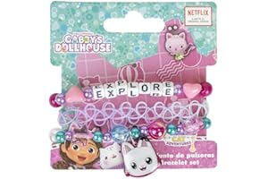 CERDÁ LIFE'S LITTLE MOMENTS Gabby's Dollhouse Zestaw akcesoriów - 2 bransoletki - wielokolorowe - wieloskładnikowe - szpilka z twarzą majtek - oryginalny produkt zaprojektowany w Hiszpanii
