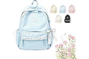 Söt spetsryggsäck, polka dot coquette estetisk ryggsäck med rosett