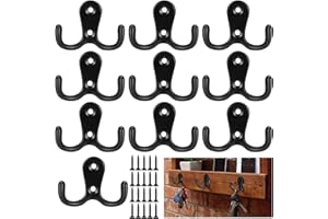 XKQYX 10 Pièces Patère Patere Porte Manteau Mural, Crochets Doubles Porte Manteau avec Vis pour Mural Salle de Bain Cuisine