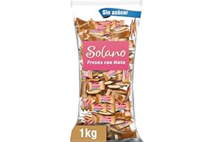 MARS Solano Caramelo Cremoso Sabor Fresa y Nata y sin azúcar, Chuches Halloween, Golosinas Halloween (1kg)