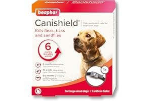 Beaphar - Canishield® Medicated Flea & Tick Collar for Large Dogs - Kills Fleas, Ticks & Sandflies - 4-6 Months Long-Lasting Protection - Vet Strength Flea Treatment - Adjustable Collar up to 65cm