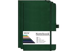 Mlife Mały A6 Notatnik w linie-3 Pack,192 strony, notatnik A6, mini twarda okładka z elastyczną taśmą zamykającą i składaną kieszenią (Zielony)