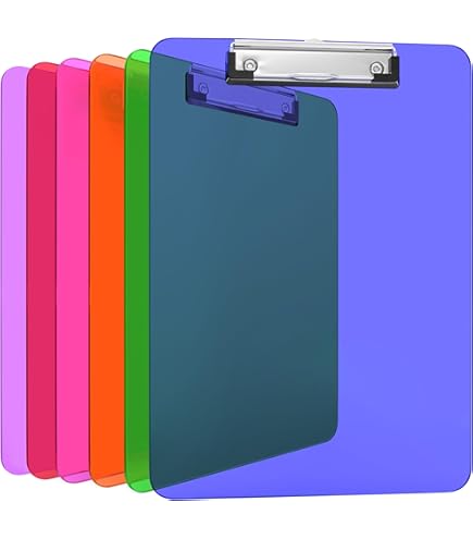 6Pcs A4 Clipboard, Plastic Transparent A4 Clipboard 5 Colors Paper Holder Writing Board For Memo Form Document On - View #3