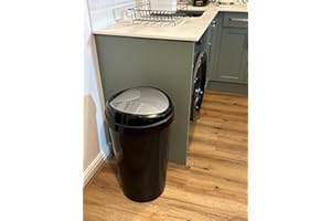 SPECTRAPLAST 60L Premium Silver Modern Plastic Touch Top Bin, Dustbin, Rubbish Bin for Kitchen, Home With Coloured lids Black/Blue/Red/Silver/Green (SILVER)