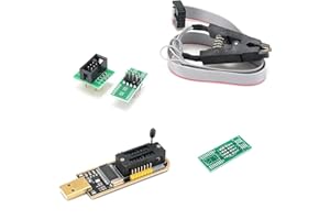 ElectroWorldFR CH341A USB Programmer 24/25 Series EEPROM Flash BIOS + SOIC8 SOP8 Clip Adapter Module