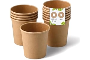 BIOZOYG 50x gobelets jetables 100 ml / 4 oz, Ø 62 mm marron - gobelet carton sans plastique et en matériaux durables - gobelet cafe