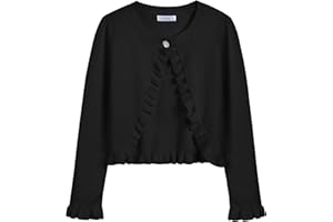 Arshiner Girls' Basic Cardigan Shrug Ruffle Short Bolero Elegant Bolero Jacket Short for Communion Dress Christening Dress