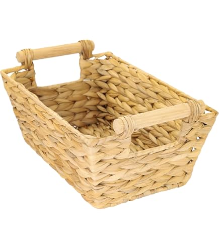 Cestelli Estraibili in Vimini per Cucina Cassetti Organizzazione Credenza Cesto in Vimini con Telaio e Binari in Legno di Faggio per Dispensa da 60cm Organizza Unità 60 cm con Viti GRATIS - 2 Cesti