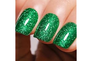 Ozzeal UV Nagellack Glitzer, Weihnachts Grün Glitzer UV Gel Nagellack Glitzernder Schimmer Gel Nail Polish Herbst Winter Gel Nagellack Soak Off UV Led Maniküre 15ML