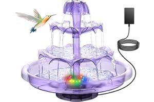 ‎SZMP SZMP 2023 NEU DIY Springbrunnen,Vogeltränke Sets mit 12 Buntes LED Springbrunnen,3 Stufige Vogelfütterer für Draußen,32.8ft,Vogelbad und DIY Solarbrunnen Abnehmbar und Geeignet für Vogeltränke,Garten