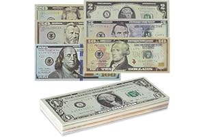 BYHSOEP 280 Pezzi Prop Money,Soldi Falsi Banconote da un Dollaro,Denaro di Scena,Soldi Finti da un Dollaro per Bambini,Giochi,Feste di Nozze,Oggetti di Scena,Film di Gioco -40 x 1$,2$,5$,10$,20$,50$,100$