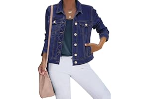 Vetinee Women's Denim Jackets Button Down Boyfriend Jean Shacket Trucker Jacket